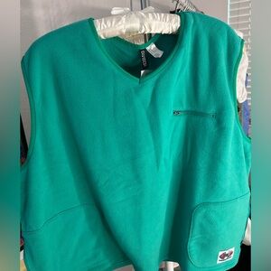 H&M divided green v-neck vest vest w/ zipper pockets NWT size XL